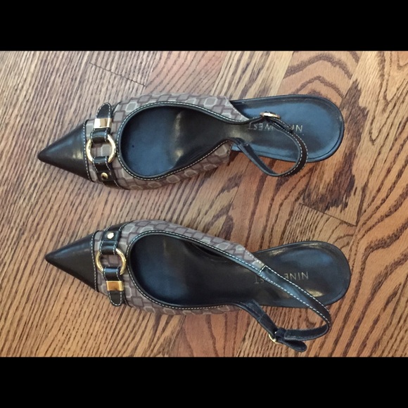 Brown Sling Back Heels - Picture 3 of 4