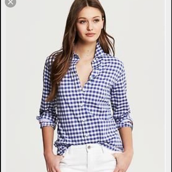 Banana Republic Orange Gingham Soft Wash Shirt