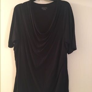 Draped neck black top