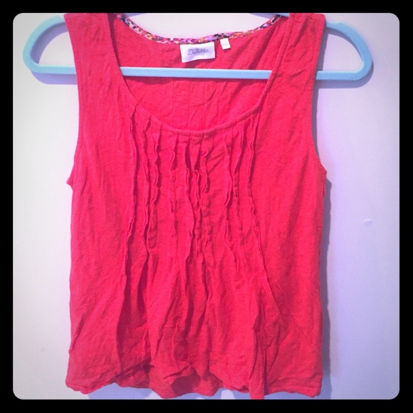 Red Anthroplogie pintucked spacedye tank