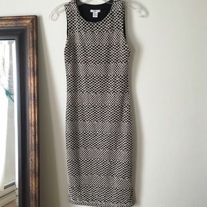 Netted Mesh Ivory Sheath Midi Dress