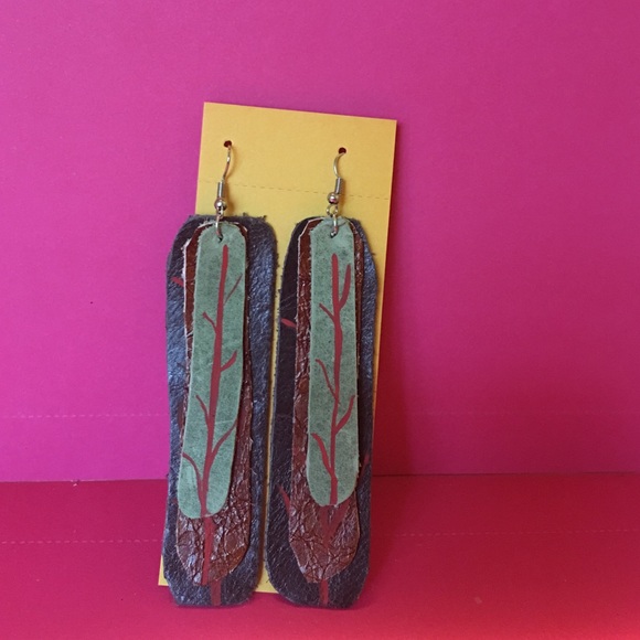 Hand painted leather earrings