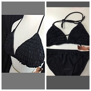 Sexy black ruffle 2pc bikini set-Medium🌹