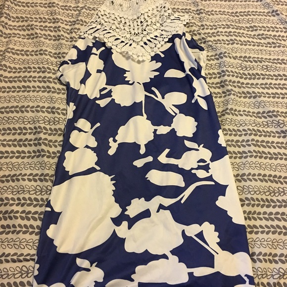 Blue and white dress