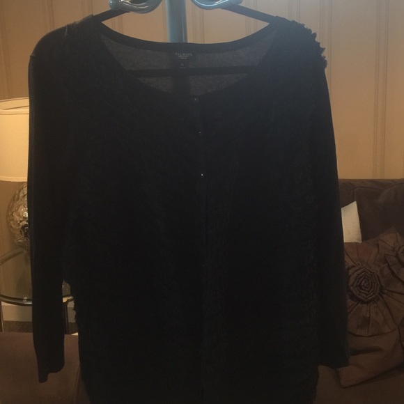 PRETTY Talbots cardigan with soft ruffle