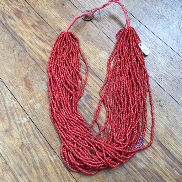 Vintage trade beads, coral color