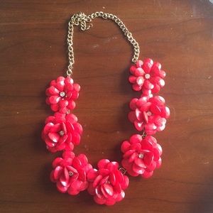 Red flower statement necklace!
