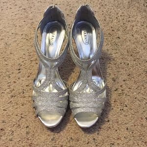 Silver glitter heels