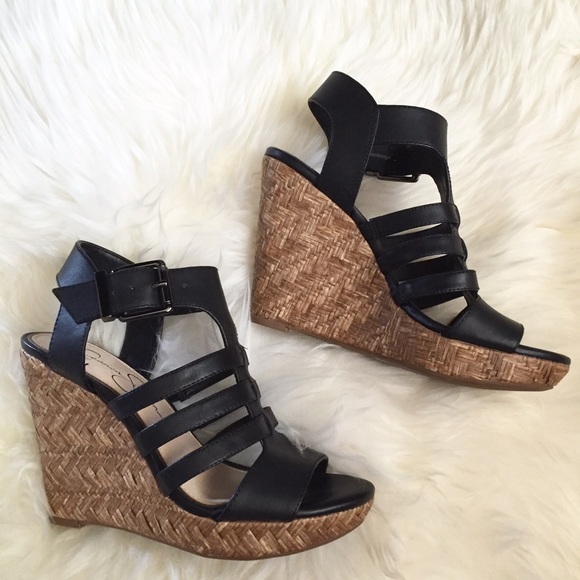 Jessica Simpson Shoes - Jessica Simpson Black Leather Wedges