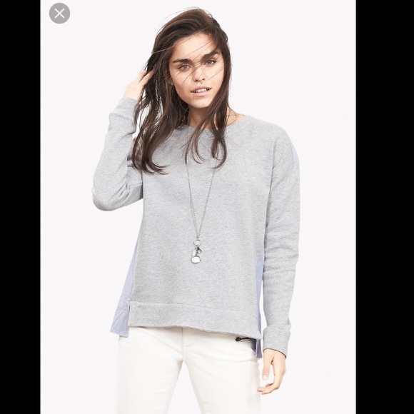 Banana Republic Sheer Poplin Back Gray Sweater