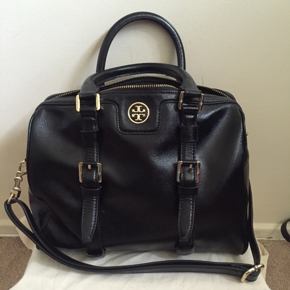 Tory Burch Black Robinson Patent leather Satchel