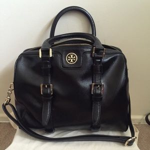 Tory Burch Black Robinson Patent leather Satchel