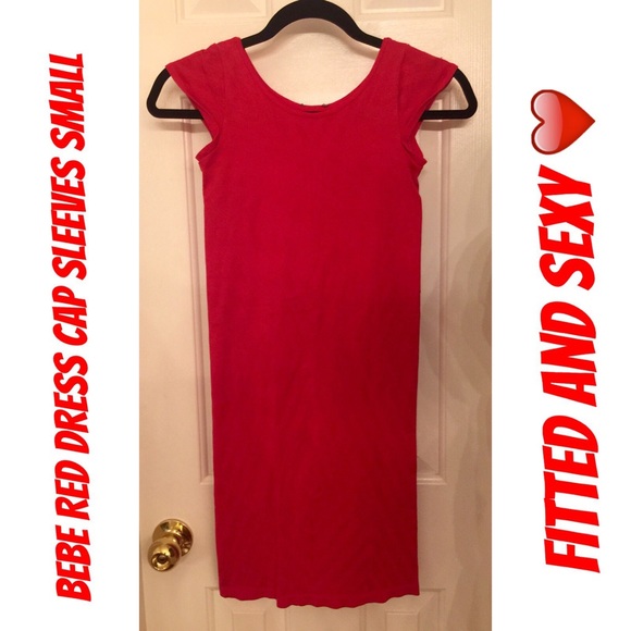 Bebe Red Lycra Dress Medium