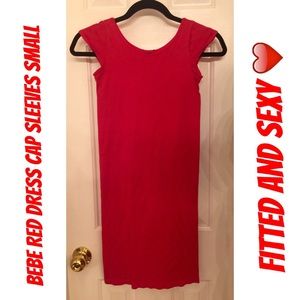 Bebe Red Lycra Dress Medium