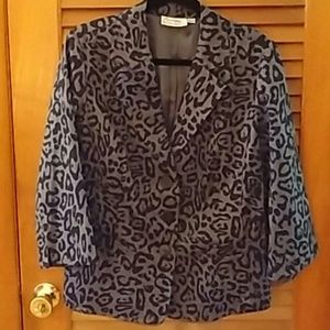 Louis Dell'Olio Gray/Black Leopard Blazer, L #245