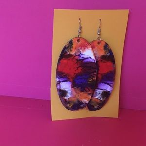 Multi colored hand painted earrings