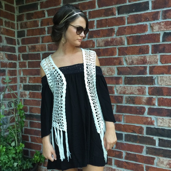 Crochet cream vest