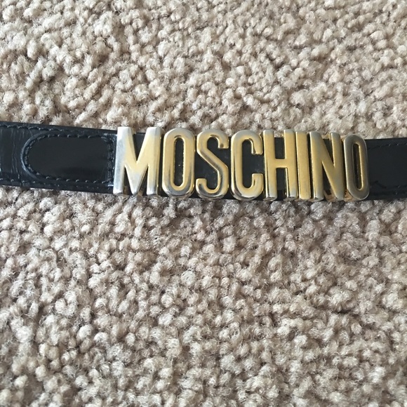 Black leather Moschino vintage belt