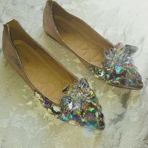 HP!! PRICE FIRM Light Gold & Sparkly Flats