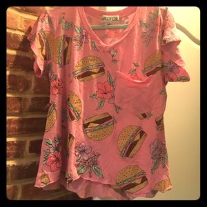 Wildfox Hamburger Romeo Pocket V-Neck Tee