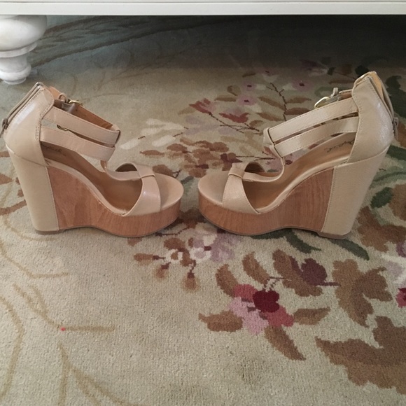 Beige wedge heels