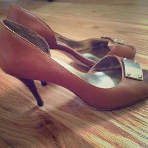 michael kors brown  open toe heels
