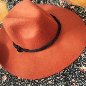 Burnt Orange Wide Rimmed Hat