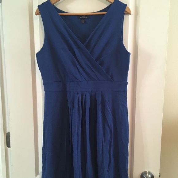 Lands End fit and flare dress solid blue tall