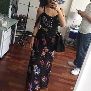 Summer maxi black floral dress