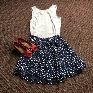 Navy Polka Dot Retro Swing Skirt