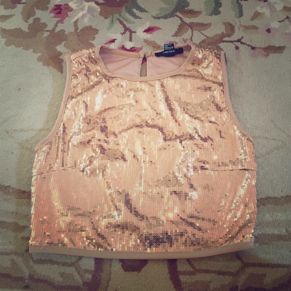 Copper color sequin crop top