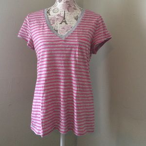 Pink and grey striped v-neck from GAP