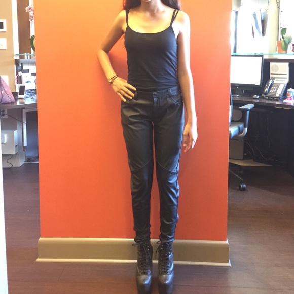 Nasty Gal Black Leather Moto Pant