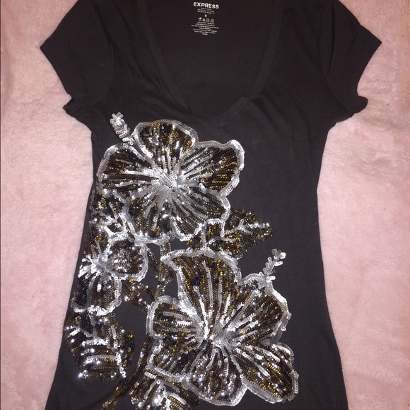 Dark gray Express sequin shirt