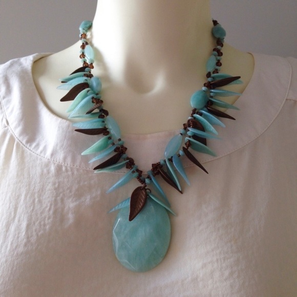 Turquoise and Feather Necklace