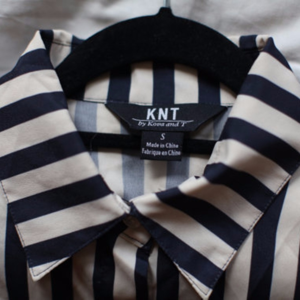 Retro Stripe Button Up Blouse