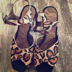 Leopard print heeled sandals