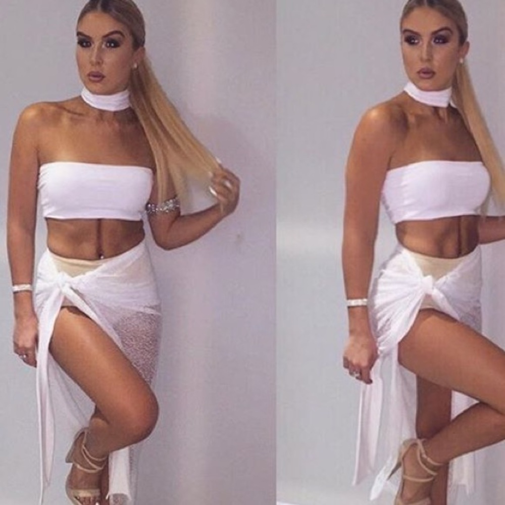. Meshki Multiway Desi Perkins Ivory Crop Top