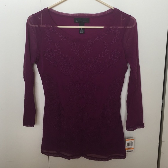 Long sleeve lace purple top NWT