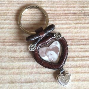 Brighton Brown Leather Heart Photo Keychain