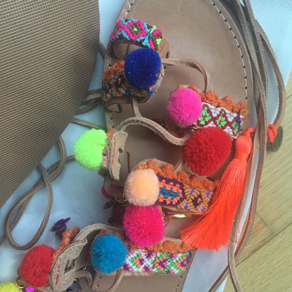 Elina Linardaki Shoes - Elina Linardaki Handmade Pom Pom Gladiator Sandals Elina Linardaki Shoes - Elina Linardaki Handmade Pom Pom Gladiator Sandals