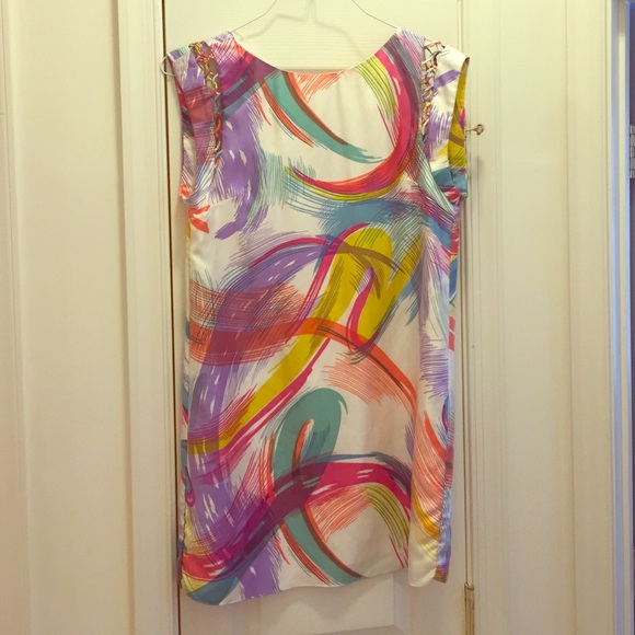 Tibi sundress multi colored with open back.