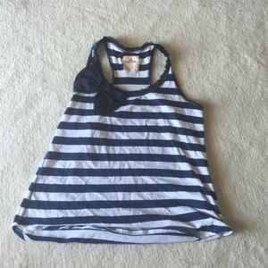 Navy and white Hollister tank top with blue bow.