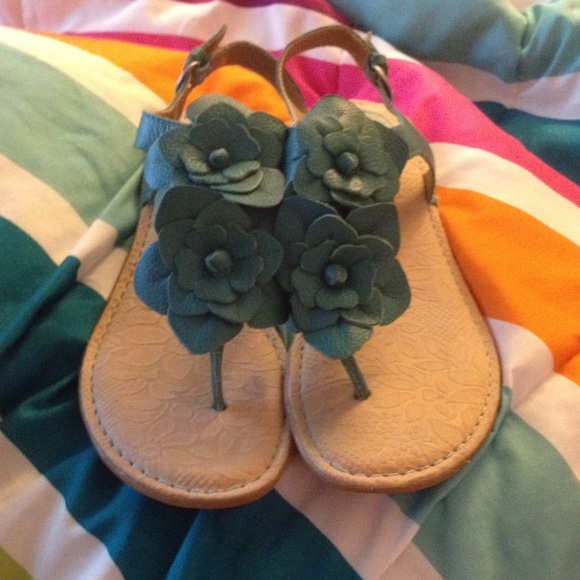 ---Teal Flower Sandals---