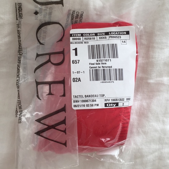 Red bandeau bathing suit top