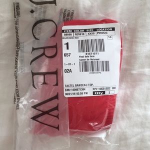 Red bandeau bathing suit top