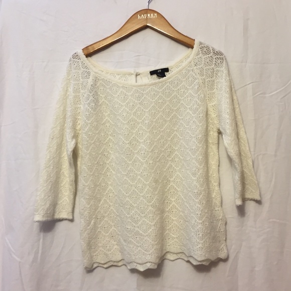 H & M Crochet Cream Crop Top - Picture 1 of 3