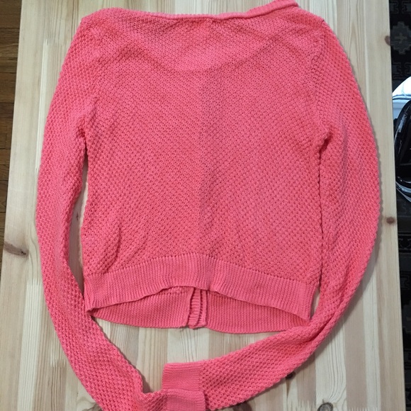 Like new, coral lightweight cardigan, fits S-M. - Picture 3 of 4