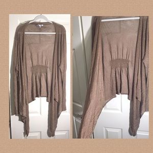 Gold bronze sparkly open hi-lo cardigan