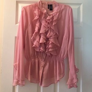Lush pink ruffle blouse